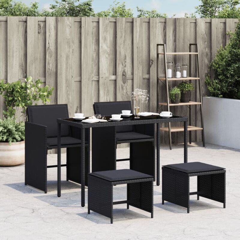 foto del prodotto vidaxl set da pranzo da giardino 5 pz nero con cuscini in polyrattan