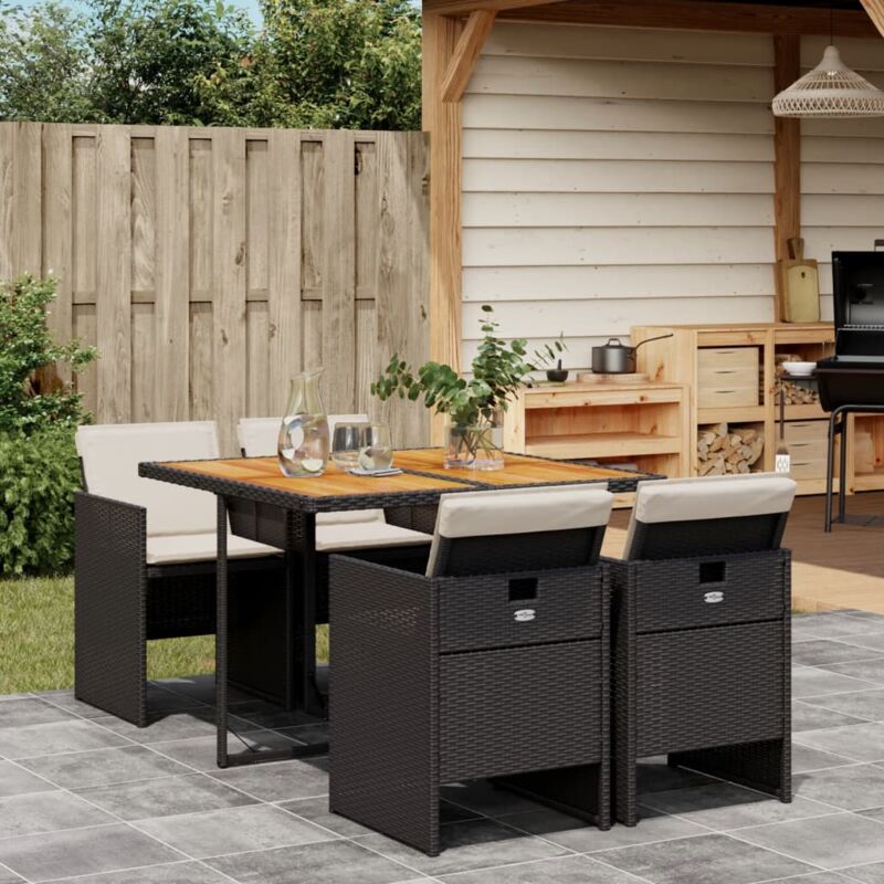 foto del prodotto vidaxl set da pranzo da giardino 5 pz nero con cuscini in polyrattan