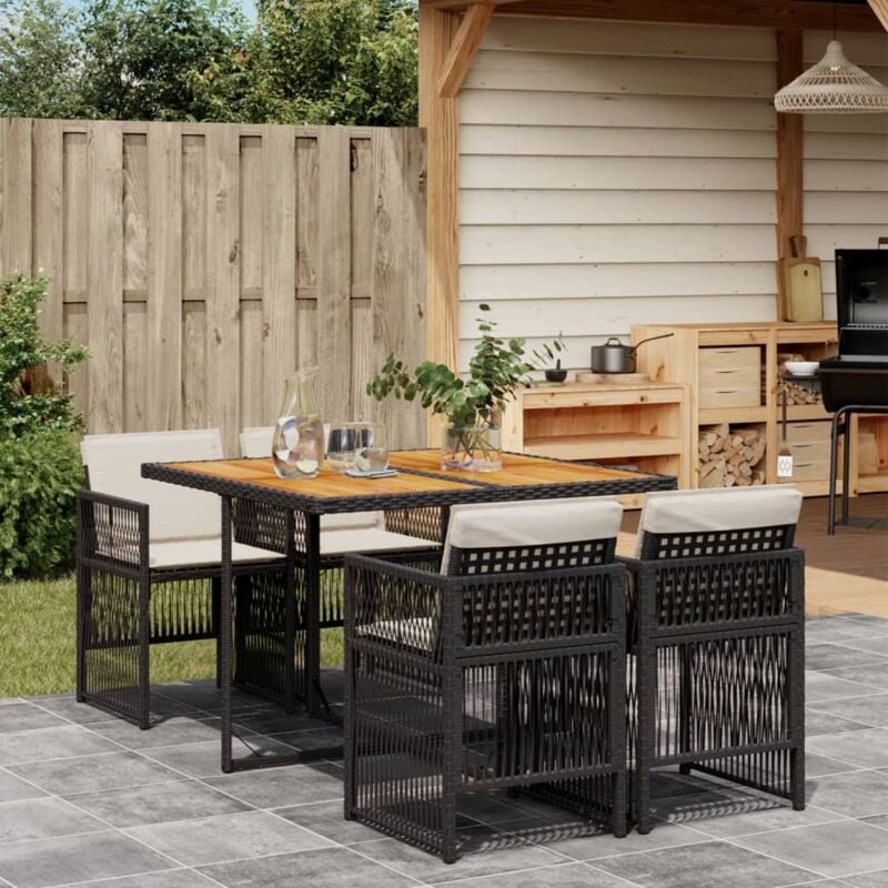 foto del prodotto vidaxl set da pranzo da giardino 5 pz nero con cuscini in polyrattan