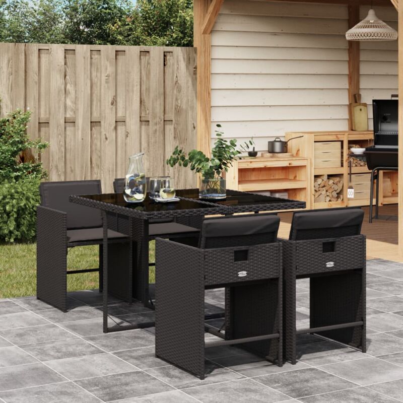 foto del prodotto vidaxl set da pranzo da giardino 5 pz nero con cuscini in polyrattan