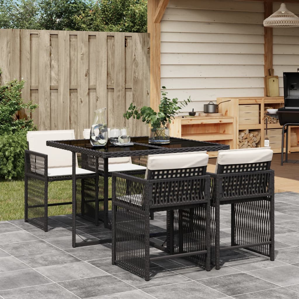 foto del prodotto vidaxl set da pranzo da giardino 5 pz nero con cuscini in polyrattan