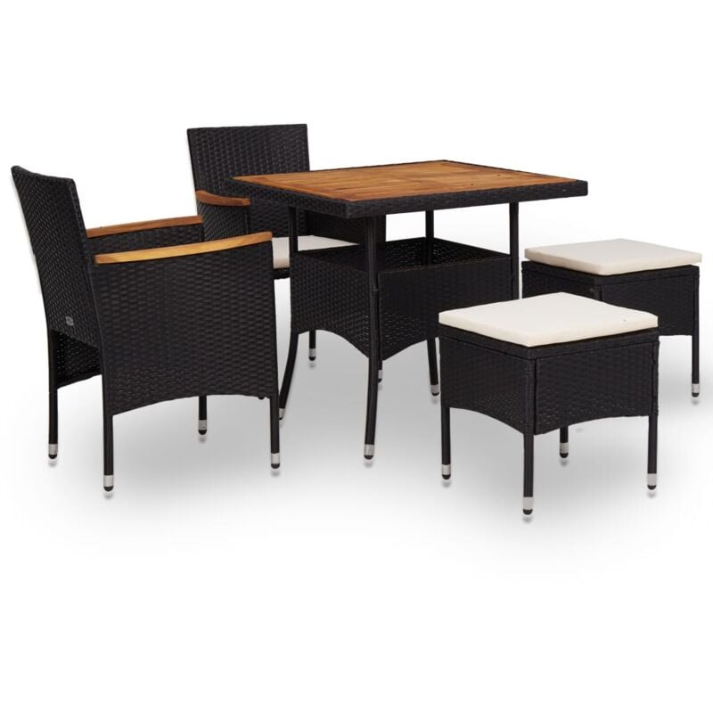 foto del prodotto vidaxl set da pranzo da giardino 5 pz nero in polyrattan e acacia