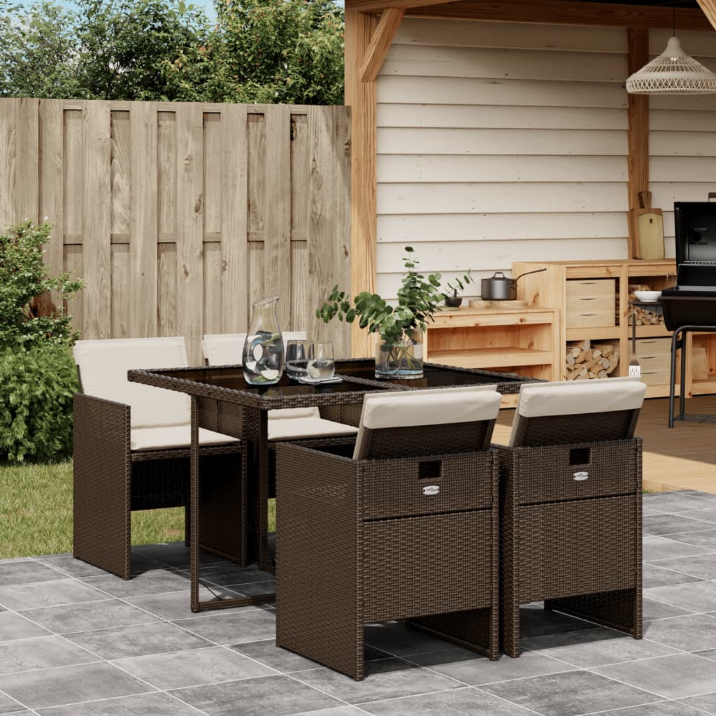 foto del prodotto vidaxl set da pranzo da giardino 5pz con cuscini in polyrattan marrone