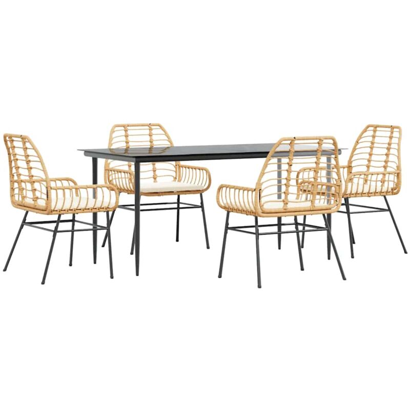 foto del prodotto vidaxl set da pranzo da giardino 5pz con cuscini polyrattan vetro