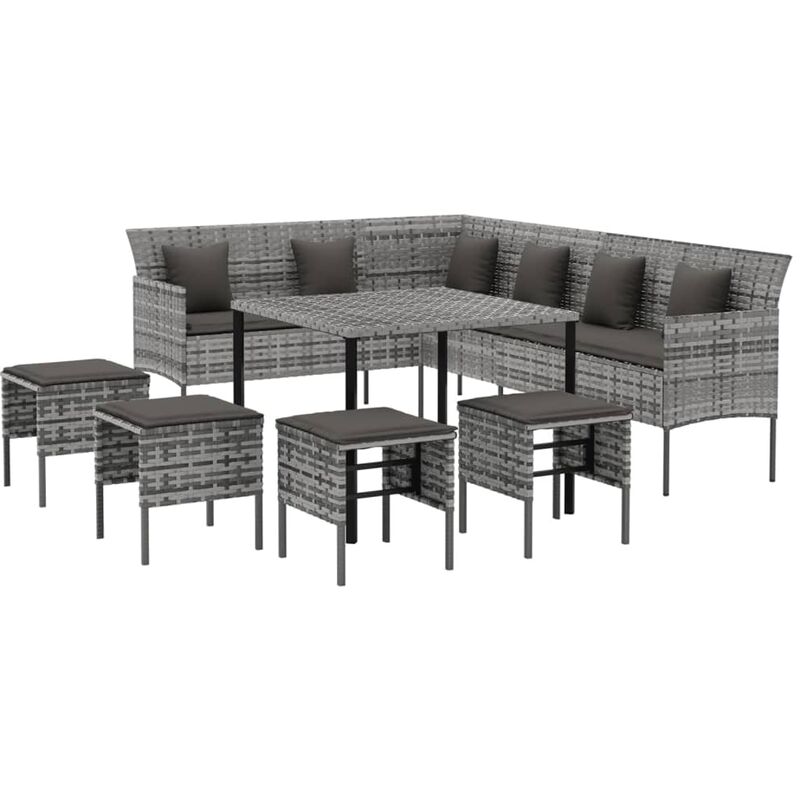 foto del prodotto vidaxl set da pranzo da giardino 6 pz con cuscini in polyrattan grigio