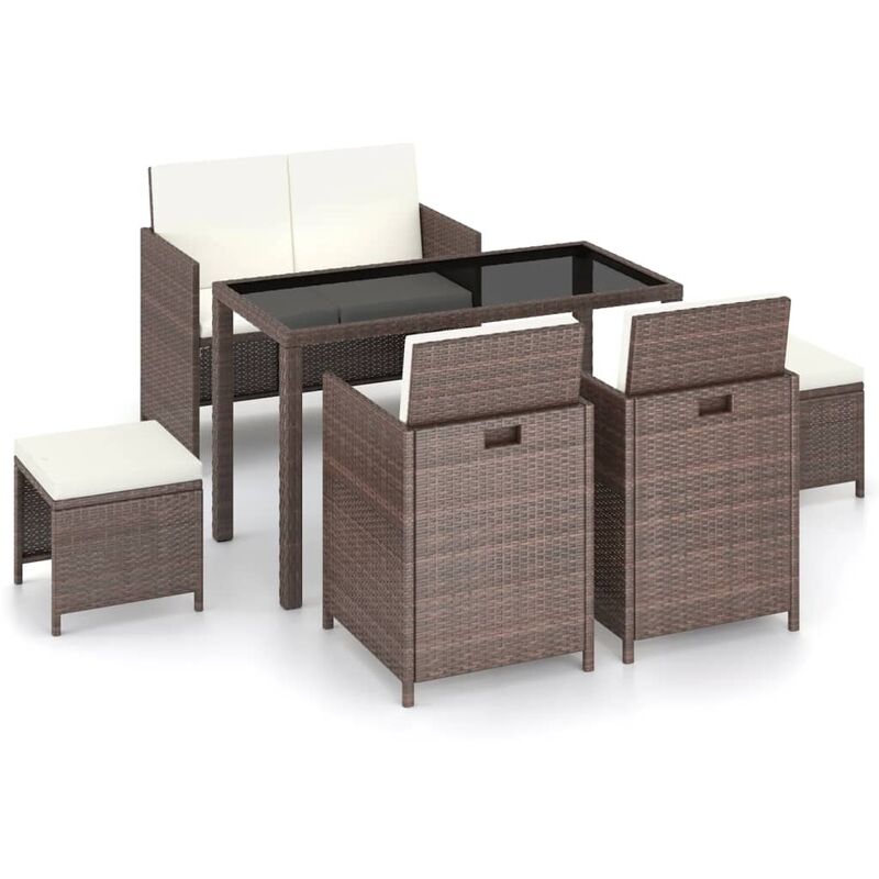 foto del prodotto vidaxl set da pranzo da giardino 6 pz con cuscini polyrattan marrone