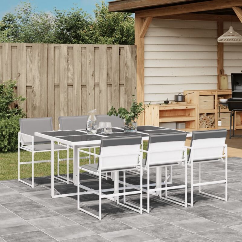 foto del prodotto vidaxl set da pranzo da giardino 7 pz con cuscini bianco in textilene