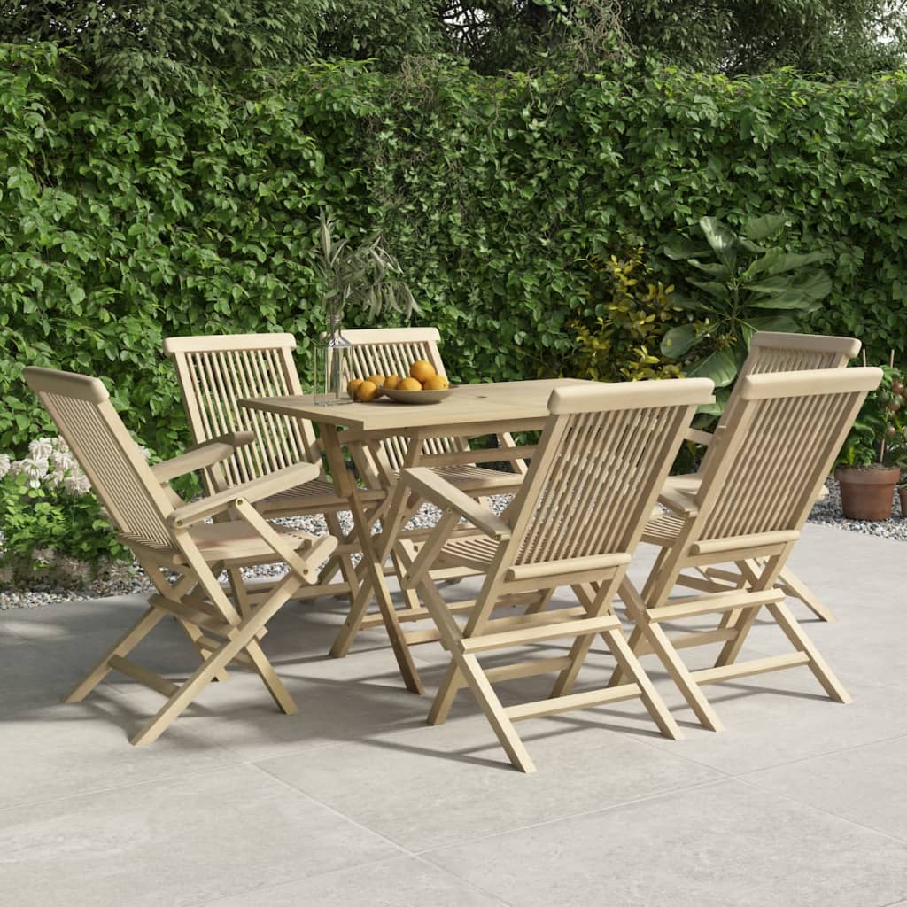 foto del prodotto vidaxl set da pranzo da giardino 7 pz grigio in legno massello di teak