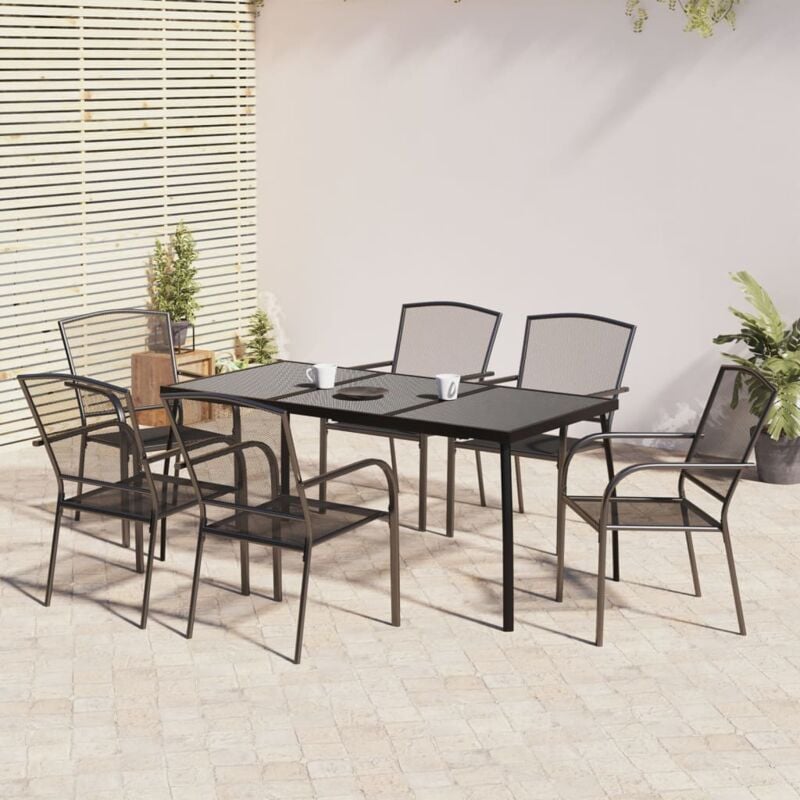 foto del prodotto vidaxl set da pranzo da giardino 7 pz in acciaio antracite