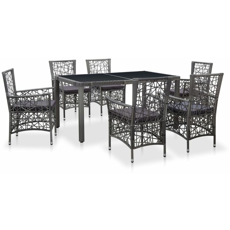 foto del prodotto vidaxl set da pranzo da giardino 7 pz in polyrattan grigio