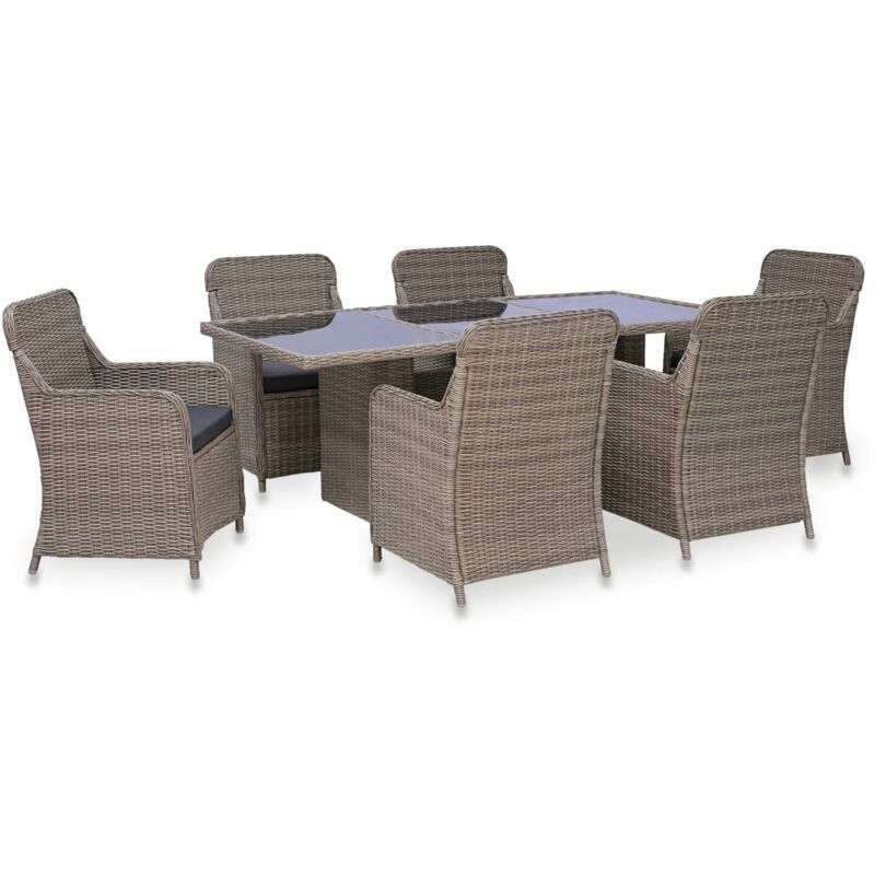 foto del prodotto vidaxl set da pranzo da giardino 7 pz in polyrattan marrone