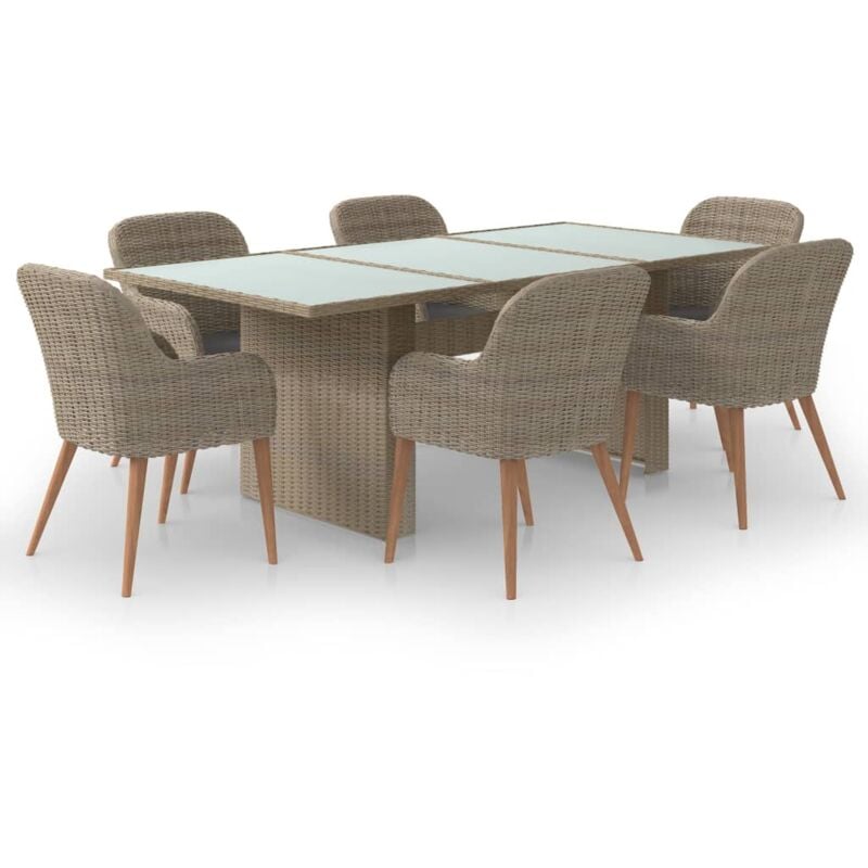 foto del prodotto vidaxl set da pranzo da giardino 7 pz in polyrattan marrone