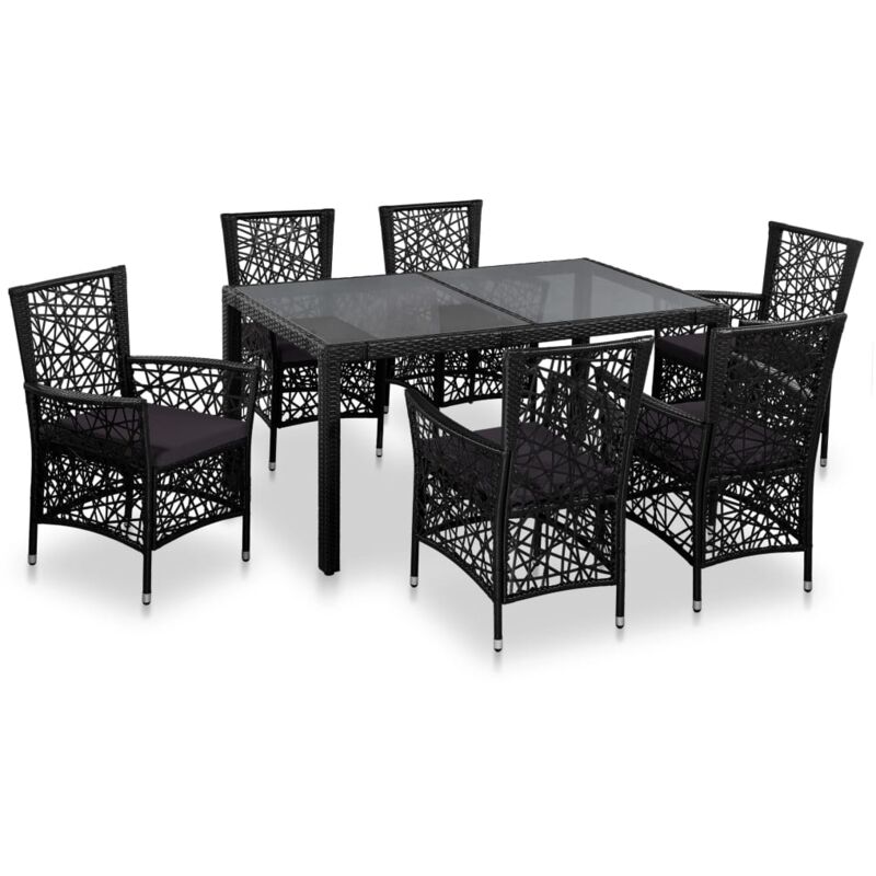 foto del prodotto vidaxl set da pranzo da giardino 7 pz in polyrattan nero