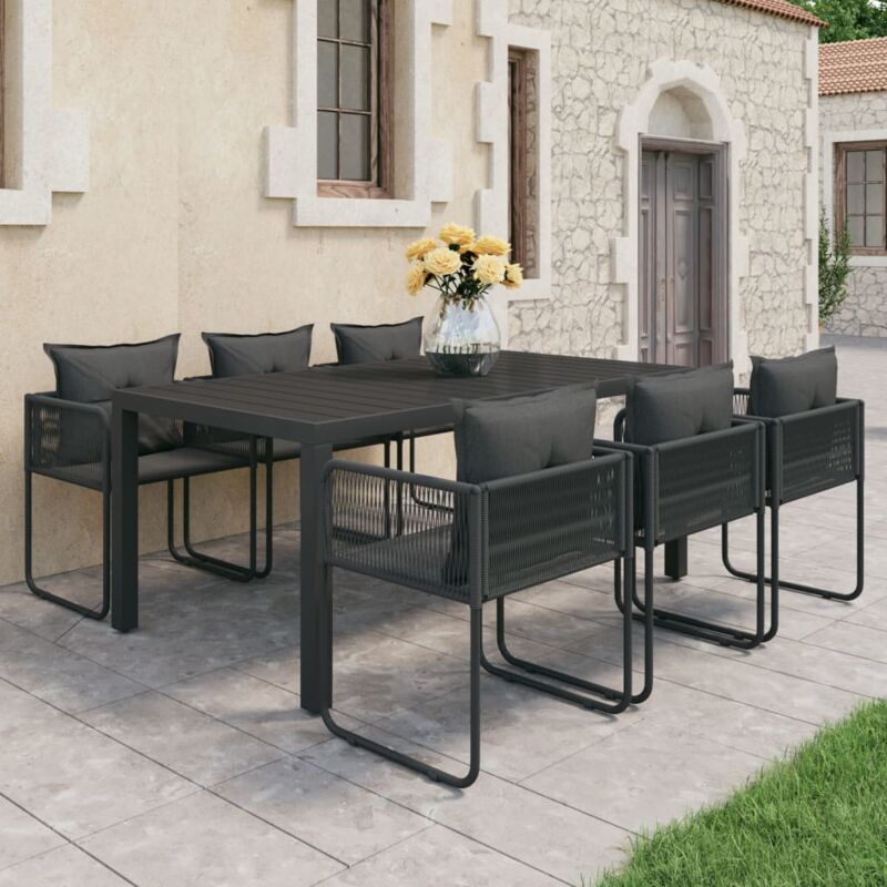 foto del prodotto vidaxl set da pranzo da giardino 7 pz in rattan pvc nero