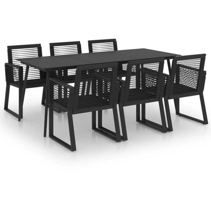foto del prodotto vidaxl set da pranzo da giardino 7 pz in rattan pvc nero