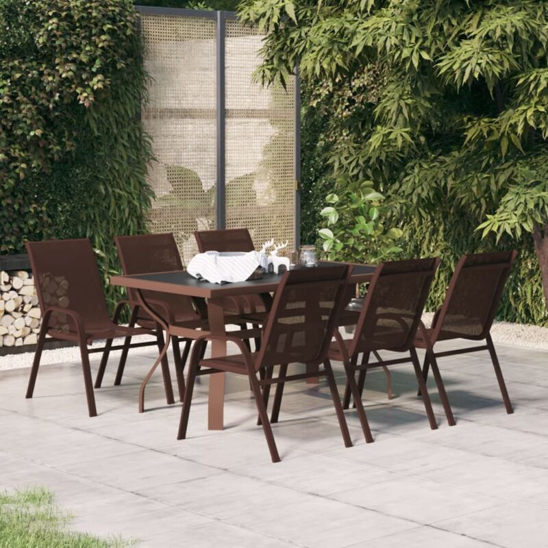 foto del prodotto vidaxl set da pranzo da giardino 7 pz marrone e nero