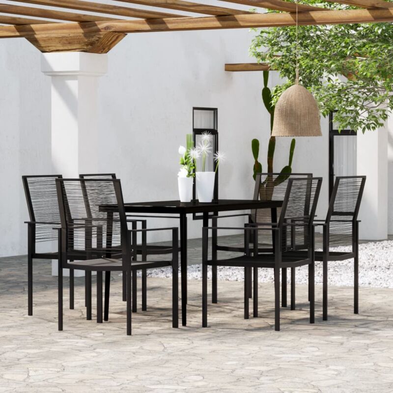 foto del prodotto vidaxl set da pranzo da giardino 7 pz nero