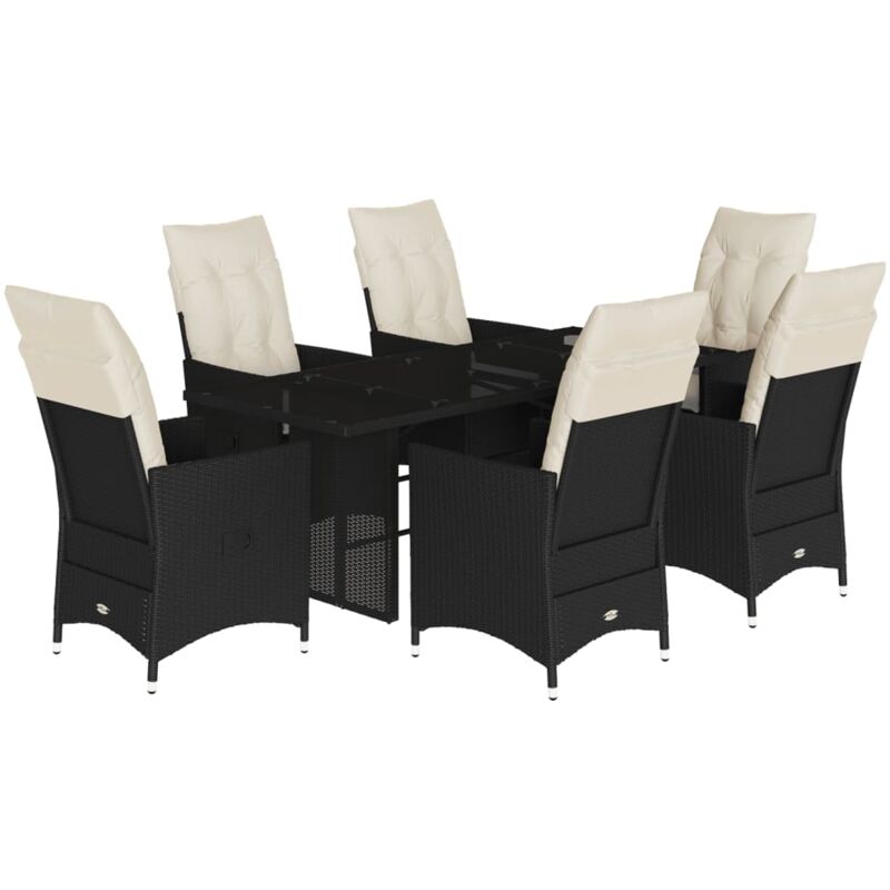 foto del prodotto vidaxl set da pranzo da giardino 7 pz nero con cuscini in polyrattan