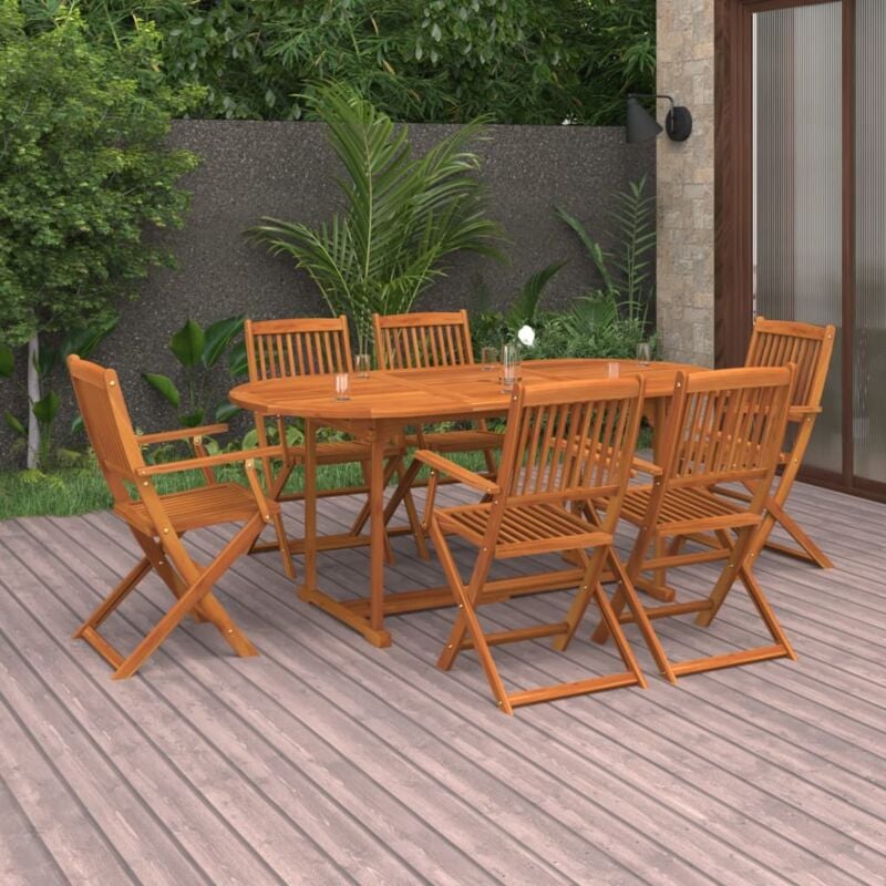 foto del prodotto vidaxl set da pranzo da giardino 7pz 180x90x75cm legno massello acacia