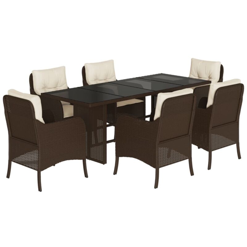 foto del prodotto vidaxl set da pranzo da giardino 7pz con cuscini in polyrattan marrone