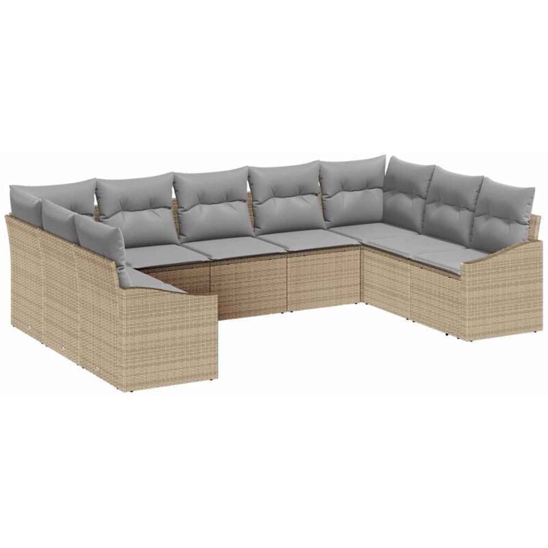 foto del prodotto vidaxl set da pranzo da giardino 9 pezzi con cuscini in polyrattan beige