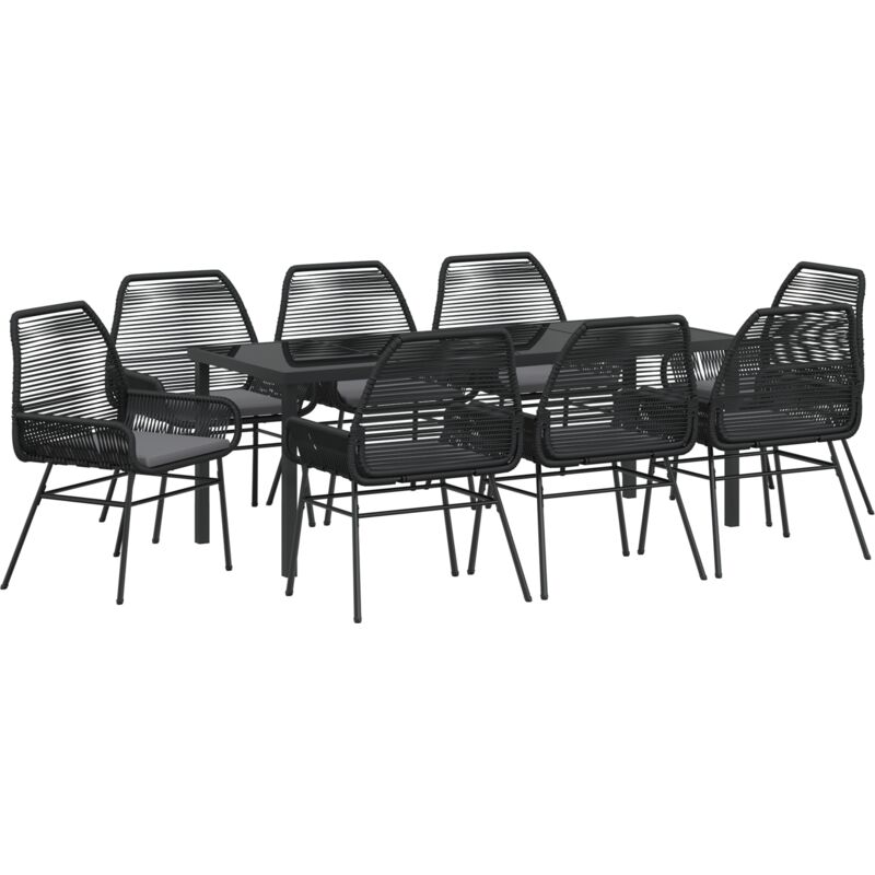 foto del prodotto vidaxl set da pranzo da giardino 9 pezzi con cuscini in polyrattan nero