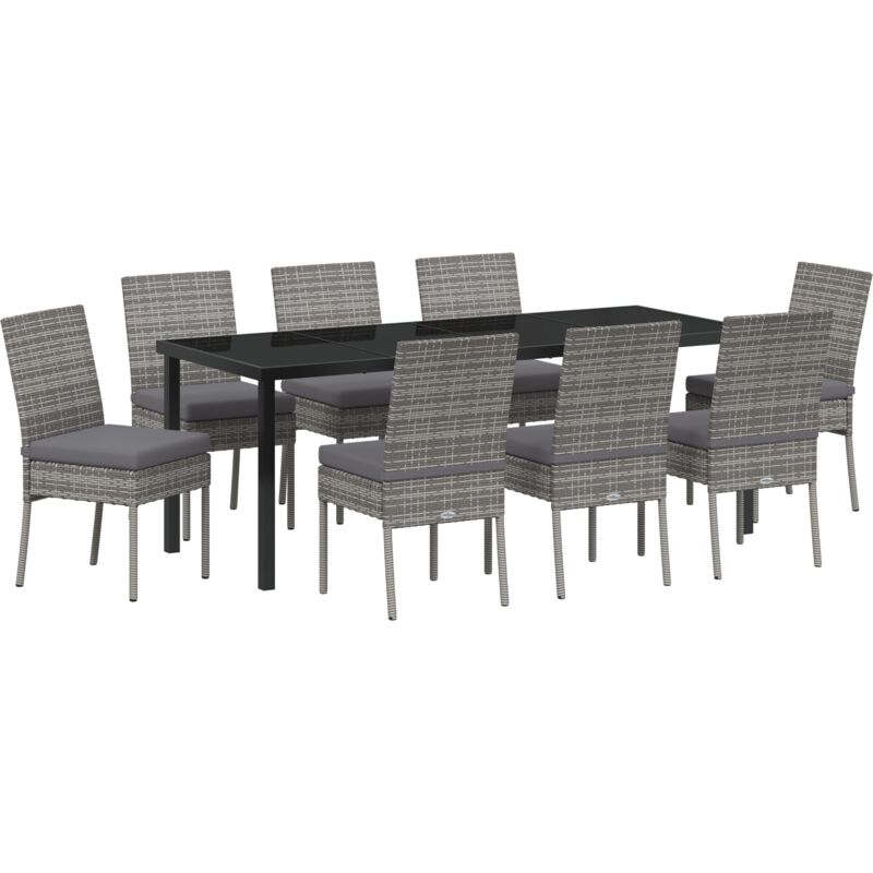foto del prodotto vidaxl set da pranzo da giardino 9 pezzi grigio polyrattan
