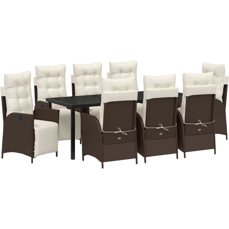 foto del prodotto vidaxl set da pranzo da giardino 9 pezzi in rattan polipropilene marrone