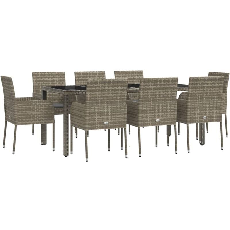 immagine 0 del prodotto vidaxl set da pranzo da giardino 9 pz con cuscini in polyrattan grigio