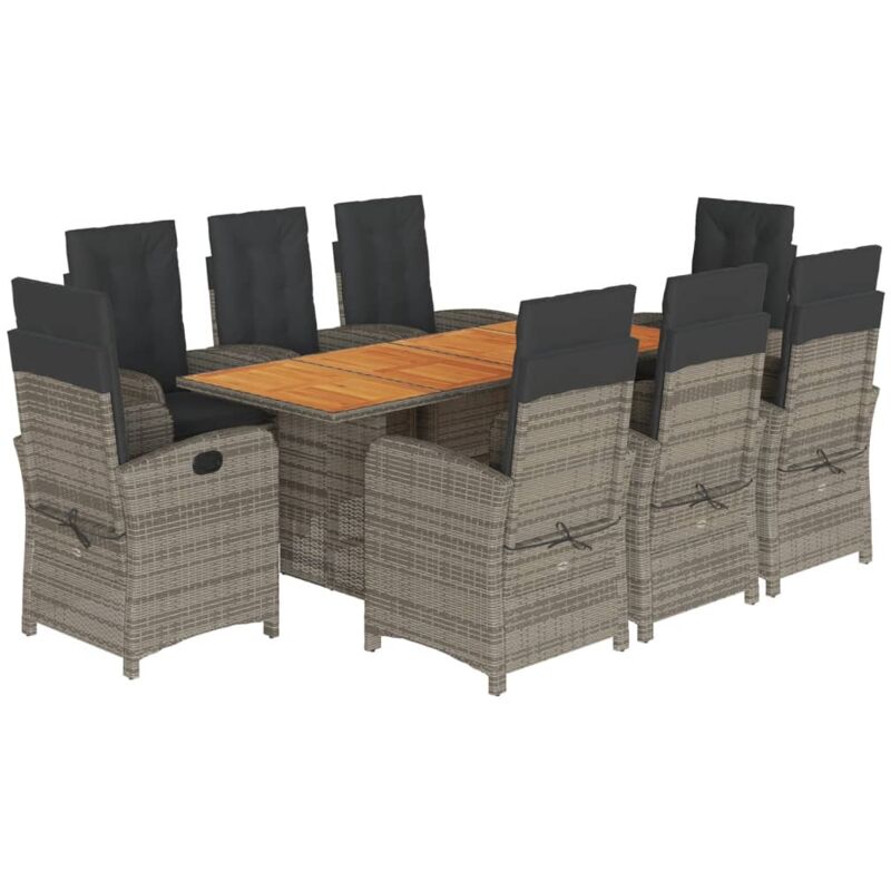 foto del prodotto vidaxl set da pranzo da giardino 9 pz con cuscini in polyrattan grigio