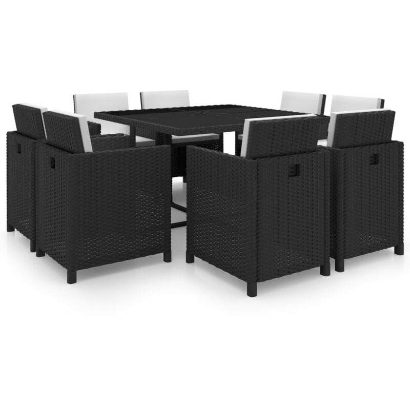 foto del prodotto vidaxl - set da pranzo da giardino 9 pz con cuscini in polyrattan nero