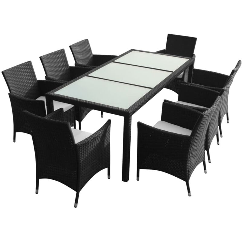 foto del prodotto vidaxl - set da pranzo da giardino 9 pz con cuscini in polyrattan nero