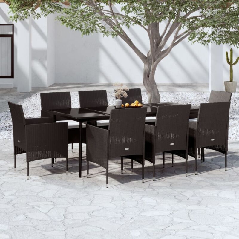 foto del prodotto vidaxl set da pranzo da giardino 9 pz con cuscini nero