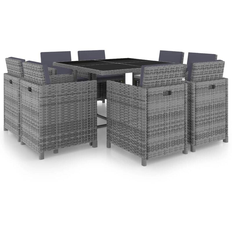 foto del prodotto vidaxl set da pranzo da giardino 9 pz e cuscini polyrattan antracite