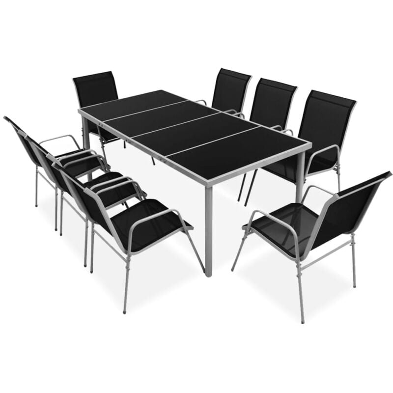 foto del prodotto vidaxl set da pranzo da giardino 9 pz in acciaio nero