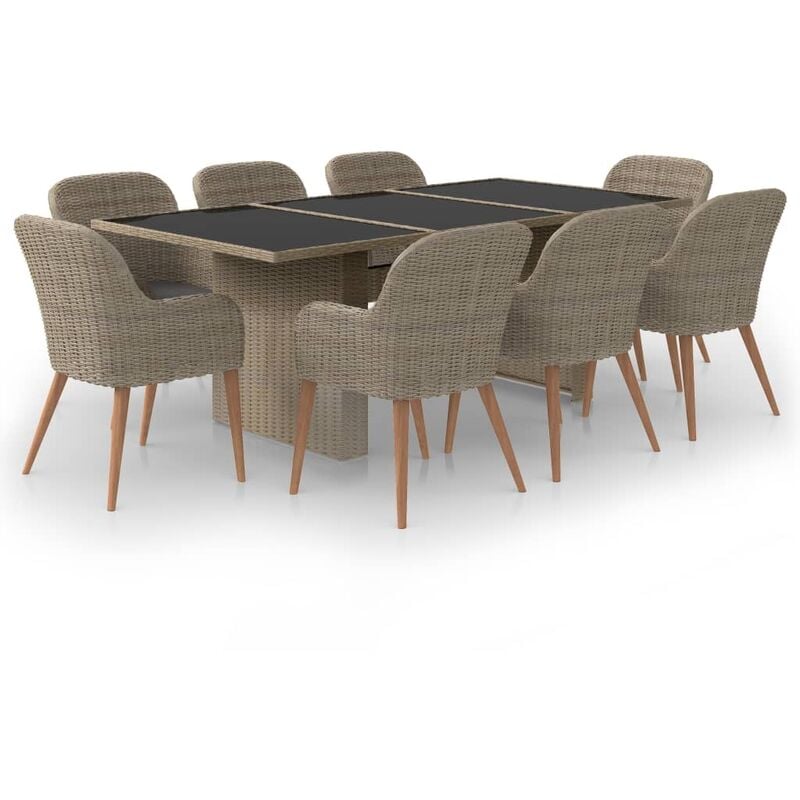 foto del prodotto vidaxl set da pranzo da giardino 9 pz in polyrattan marrone