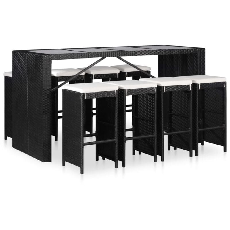 foto del prodotto vidaxl set da pranzo da giardino 9 pz in polyrattan nero