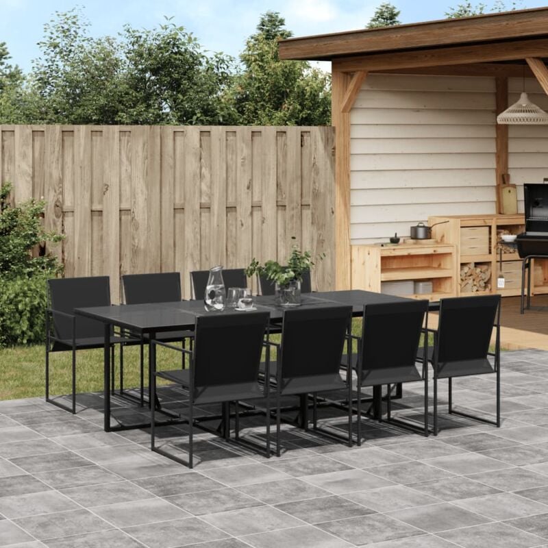 foto del prodotto vidaxl set da pranzo da giardino 9 pz nero in textilene