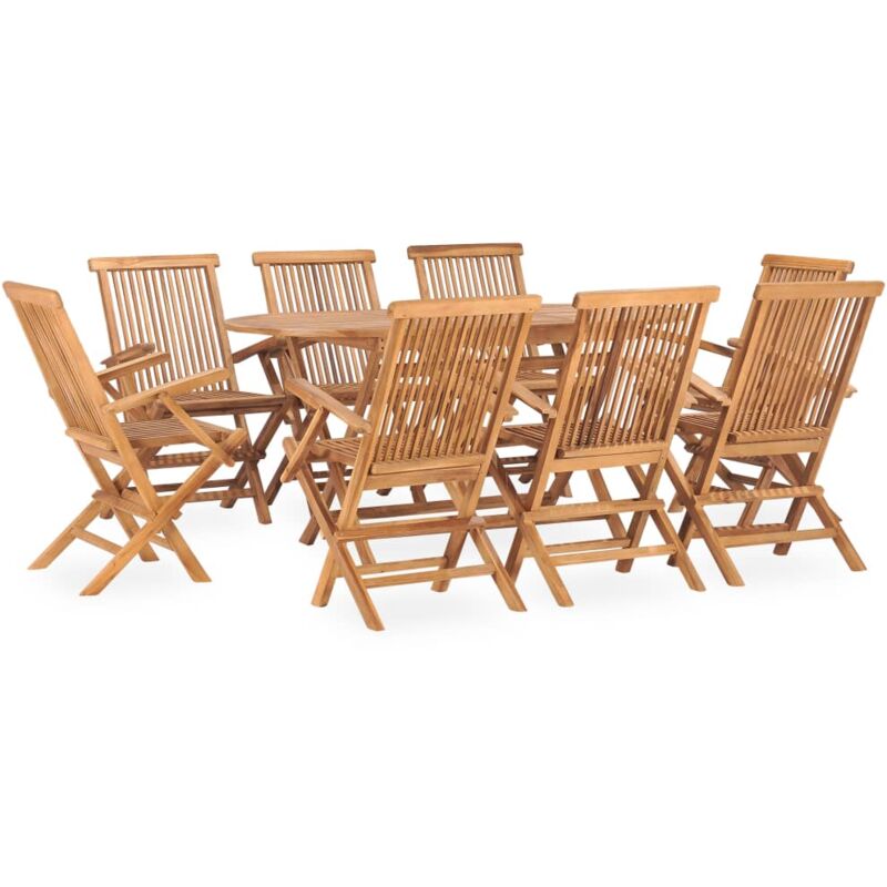 foto del prodotto vidaxl set da pranzo da giardino 9 pz pieghevole in massello di teak