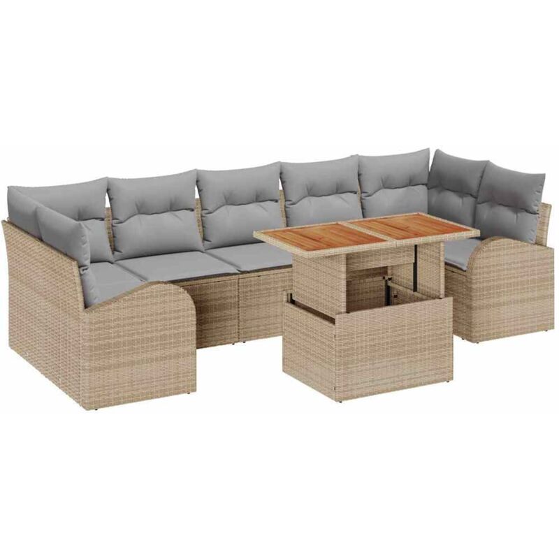 foto del prodotto vidaxl set da pranzo da giardino da 8 pezzi con cuscini beige rattan sintetico acacia