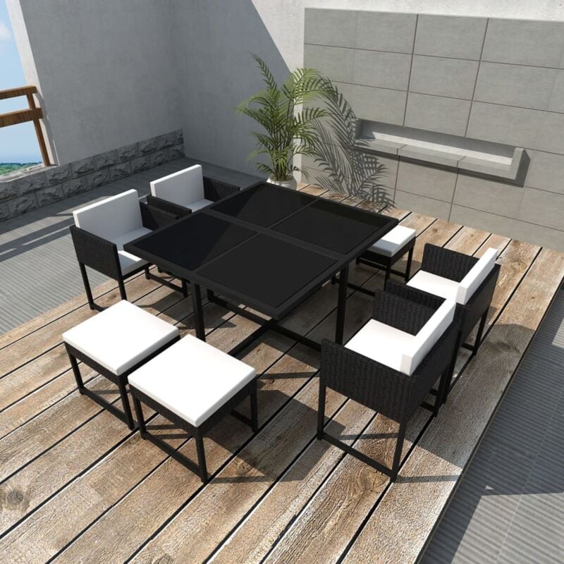 foto del prodotto vidaxl set da pranzo da giardino dotato di sedie sgabelli con cuscini robusto tavolo