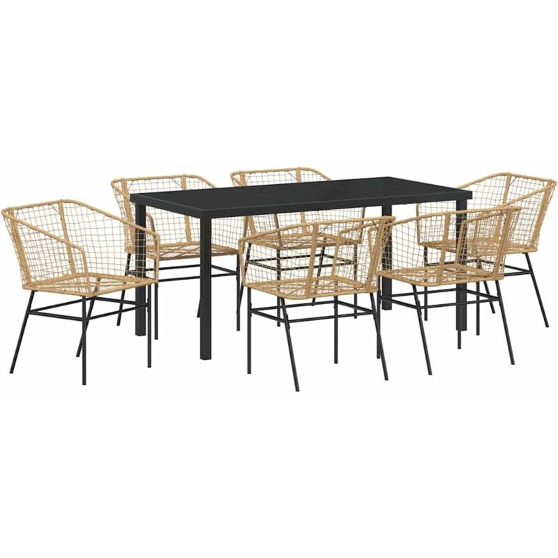 foto del prodotto vidaxl set da pranzo da giardino in 7 pezzi rattan poli marrone