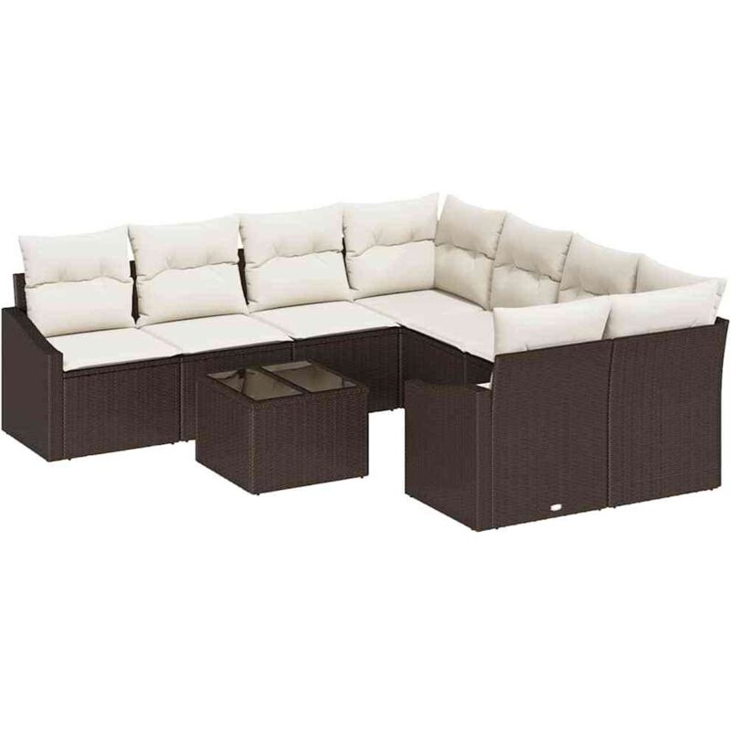 foto del prodotto vidaxl set da pranzo da giardino in 9 pezzi con cuscini marrone polyrattan