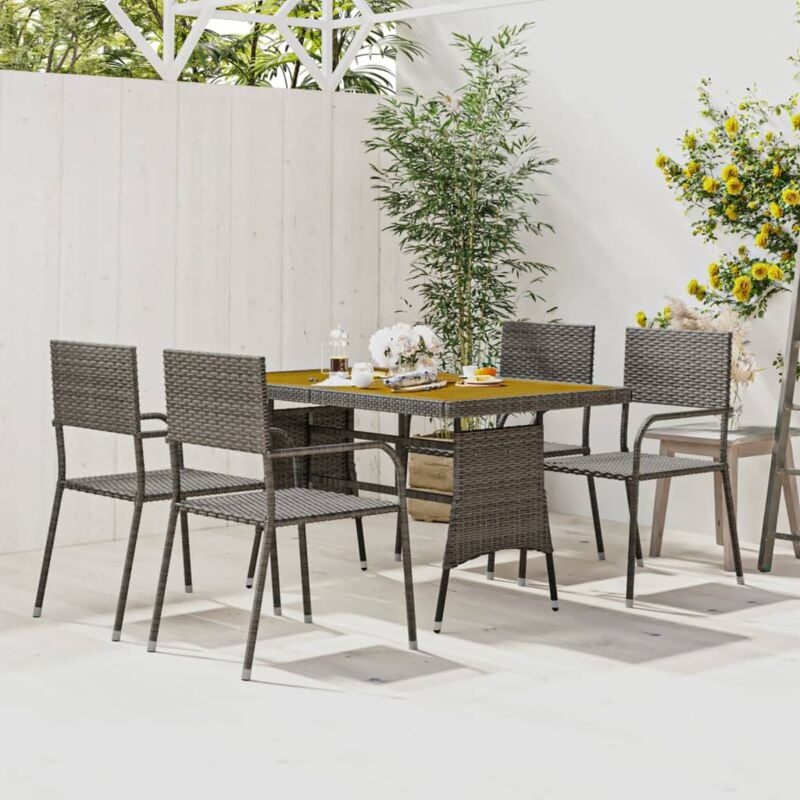 foto del prodotto vidaxl set da pranzo per esterni 5 pz in polyrattan grigio