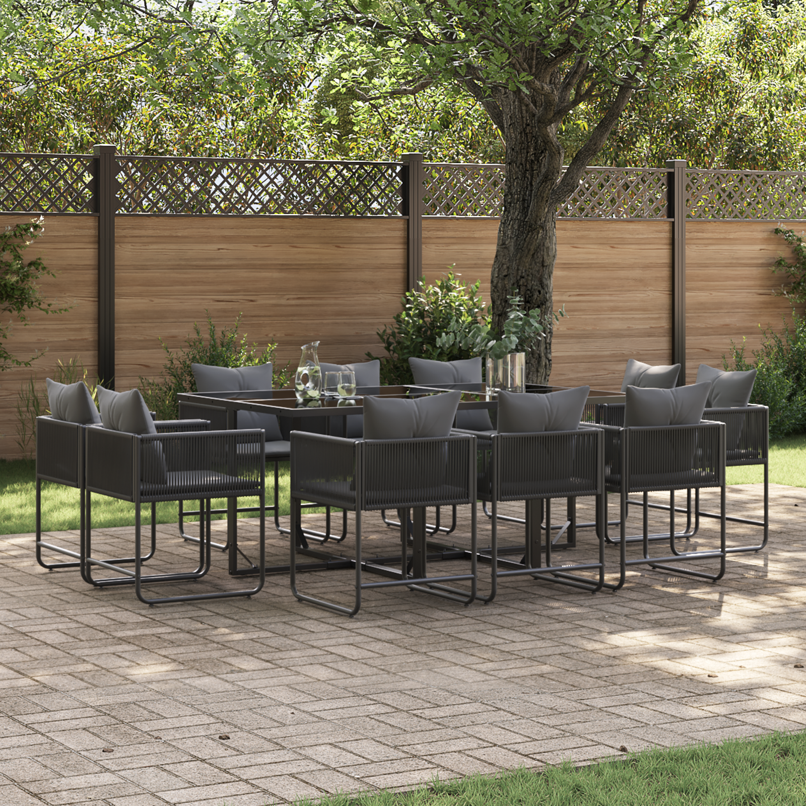 foto del prodotto vidaxl set da pranzo per giardino 11 pcs nero acciaio