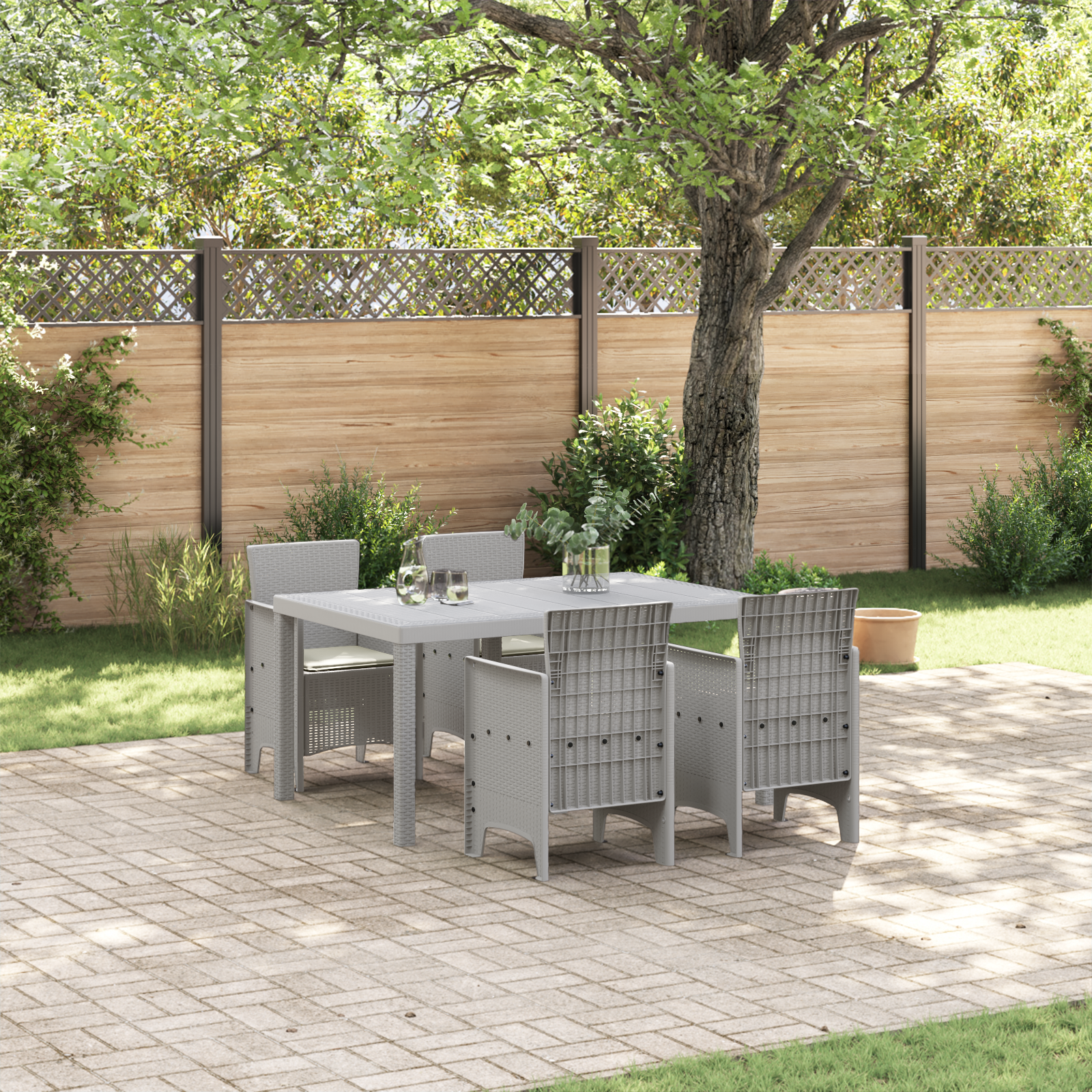 foto del prodotto vidaxl set da pranzo per giardino 5 pcs grigio chiaro rattan polt