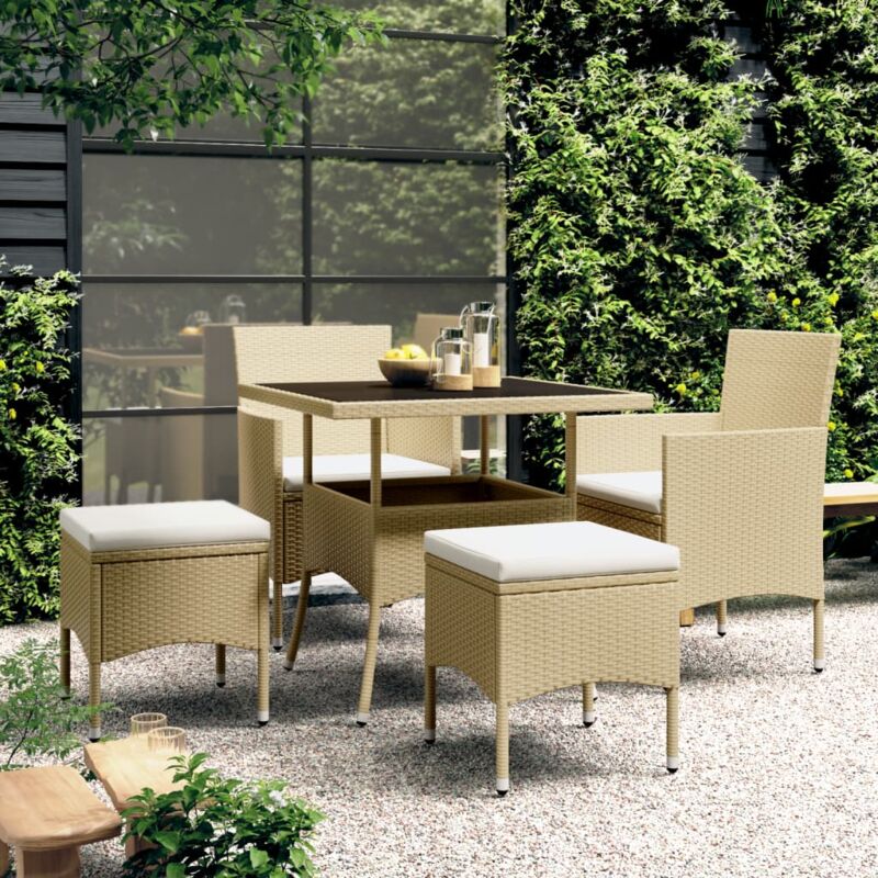 foto del prodotto vidaxl set da pranzo per giardino 5 pz in polyrattan beige 252731