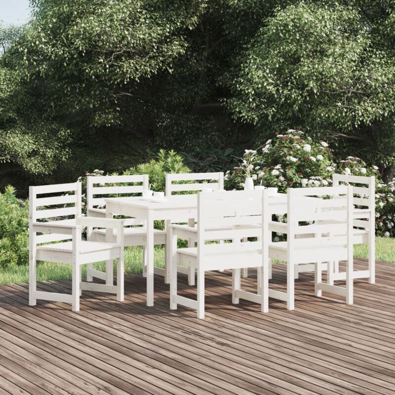 foto del prodotto vidaxl set da pranzo per giardino 7pz bianco in legno massello di pino