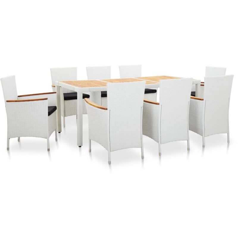foto del prodotto vidaxl set da pranzo per giardino 9 pz in polyrattan bianco