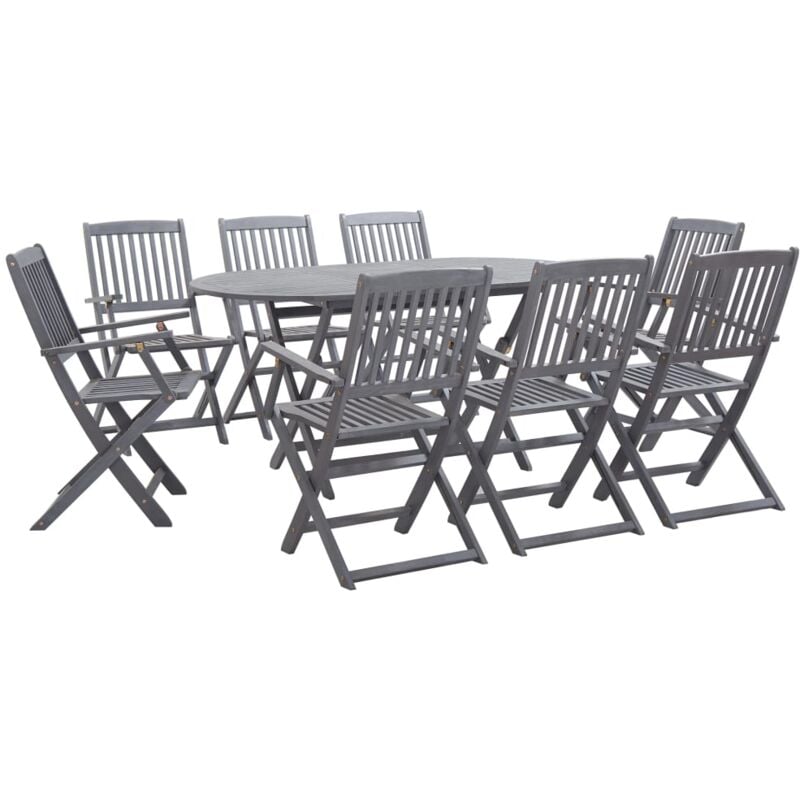 foto del prodotto vidaxl set da pranzo per giardino 9 pz legno massello di acacia grigio
